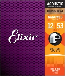Elixir 16052 NanoWeb Phosphor Bronze Custom Light 12/53 в Москве c доставкой