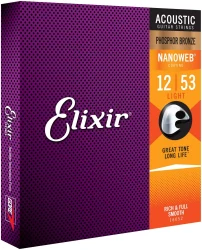Elixir 16052 NanoWeb Phosphor Bronze Custom Light 12/53 в Москве c доставкой