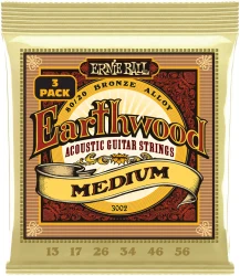 Ernie Ball 3002 Earthwood 80/20 Bronze Medium 13/56 3 Pack в Москве c доставкой