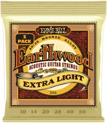 Ernie Ball 3006 Earthwood 80/20 Bronze Extra Light 10/50 3 Pack в Москве c доставкой