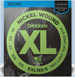 D'Addario EXL165-5 XL Nickel Wound Long Scale RL Top / Med Btm 45/135 в Москве c доставкой