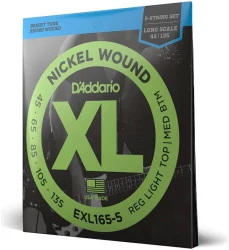 D'Addario EXL165-5 XL Nickel Wound Long Scale RL Top / Med Btm 45/135 в Москве c доставкой