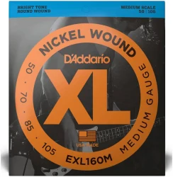 D'Addario EXL160M XL Nickel Wound Medium Scale Medium 50/105 в Москве c доставкой