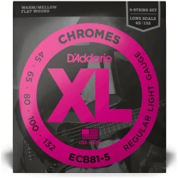 D'Addario ECB81-5 XL Chromes Long Scale Regular Light 45/132 в Москве c доставкой