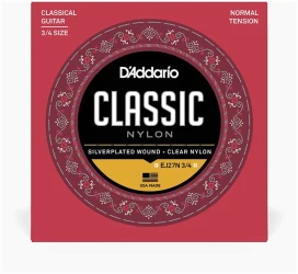 D'Addario EJ27N 3/4 Clear Nylon Silverplated Wound Normal Tension в Москве c доставкой