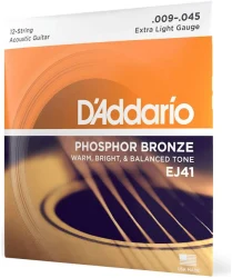 D'Addario EJ41 12-String Phosphor Bronze Extra Light 9/45 в Москве c доставкой