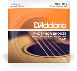 D'Addario EJ41 12-String Phosphor Bronze Extra Light 9/45 в Москве c доставкой